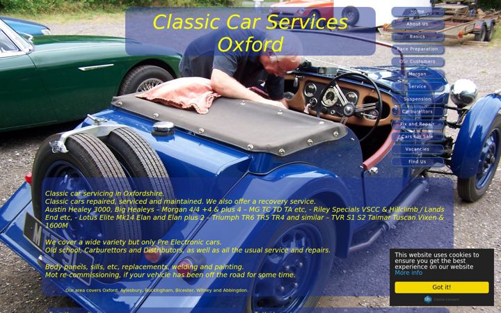 Screenshot of classic-car-services-oxford.co.uk