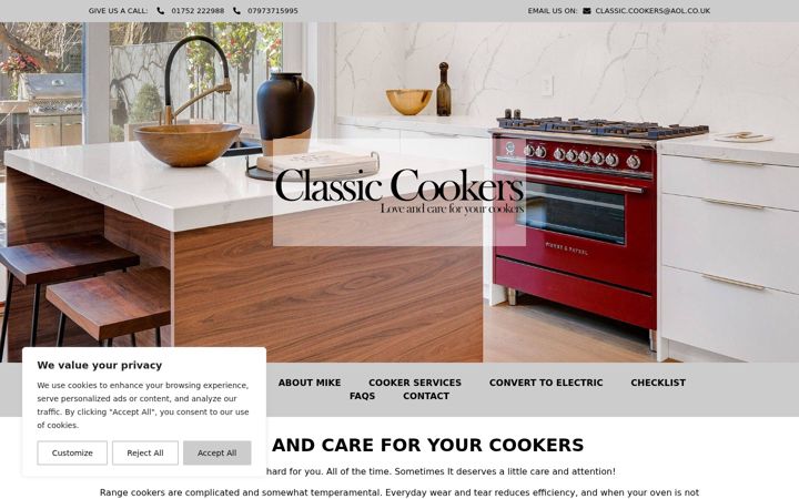 Screenshot of classic-cookers.co.uk