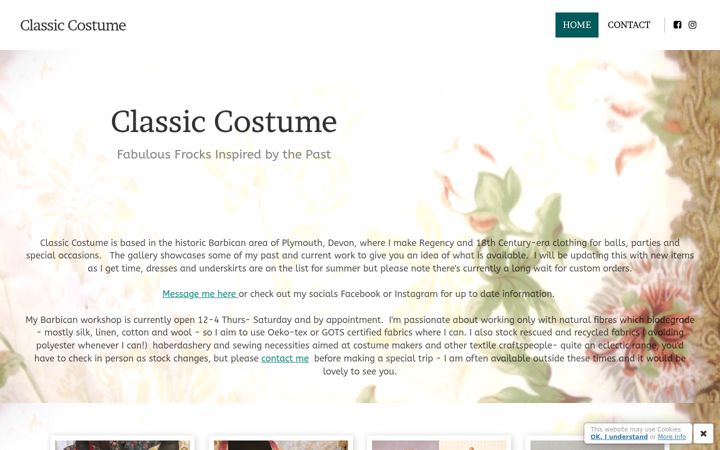 Screenshot of classic-costume.co.uk