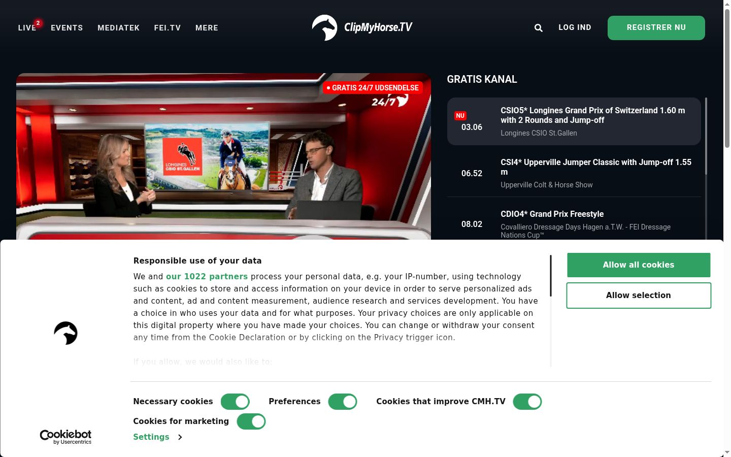 Sutikimo reklamjuostės, rodytos prieš bet kokią sąveiką, ekrano kopija