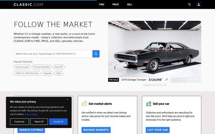 Screenshot von classic.com