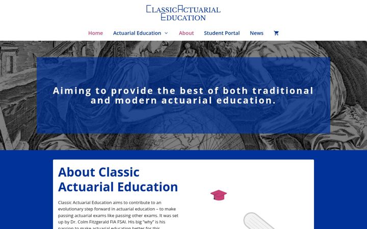Screenshot of classicactuarialeducation.com