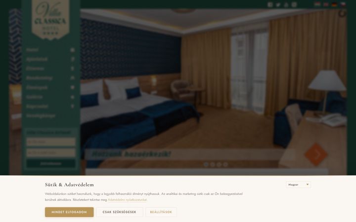 Screenshot stránky classicahotel.hu