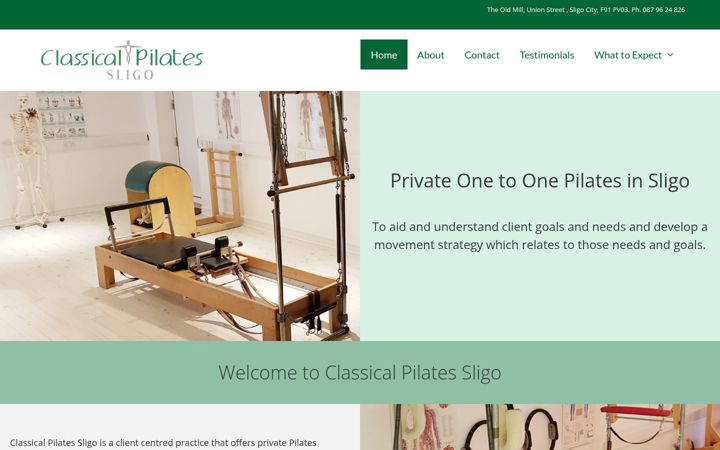 Capture d'écran de classicalpilates.ie