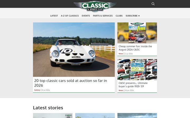 Screenshot of classicandsportscar.com