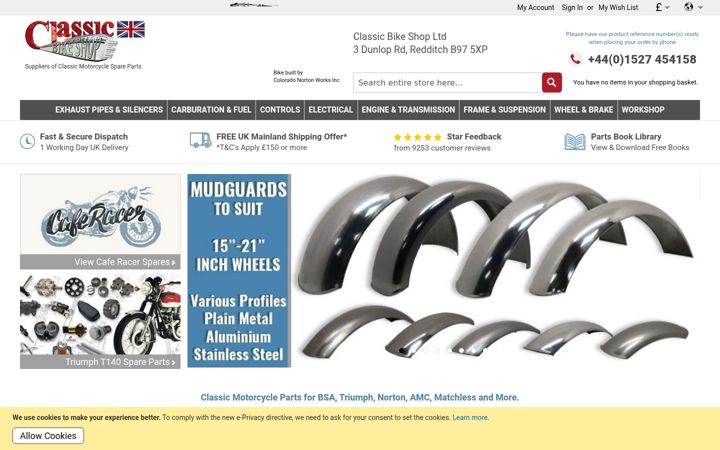 Screenshot of classicbikeshop.co.uk