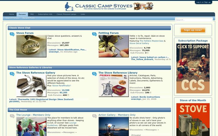 Screenshot of classiccampstoves.com