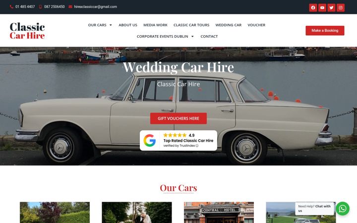 Capture d'écran de classiccarhire.ie