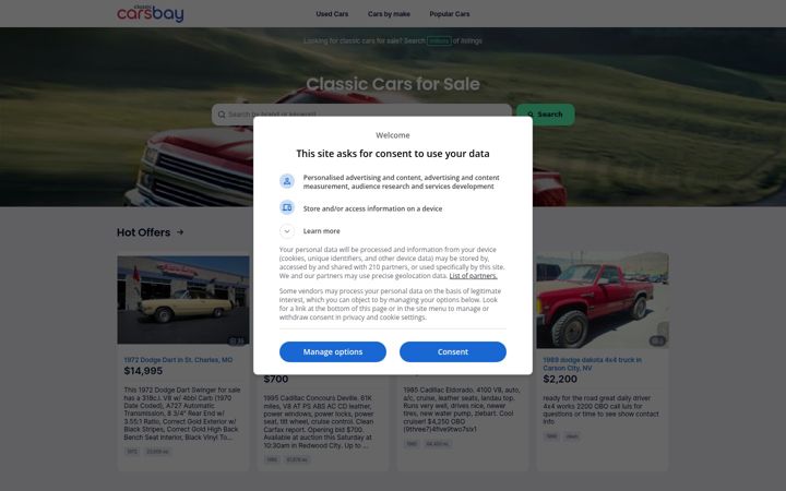 Screenshot of classiccarsbay.com