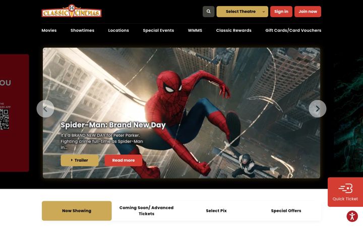 Screenshot of classiccinemas.com