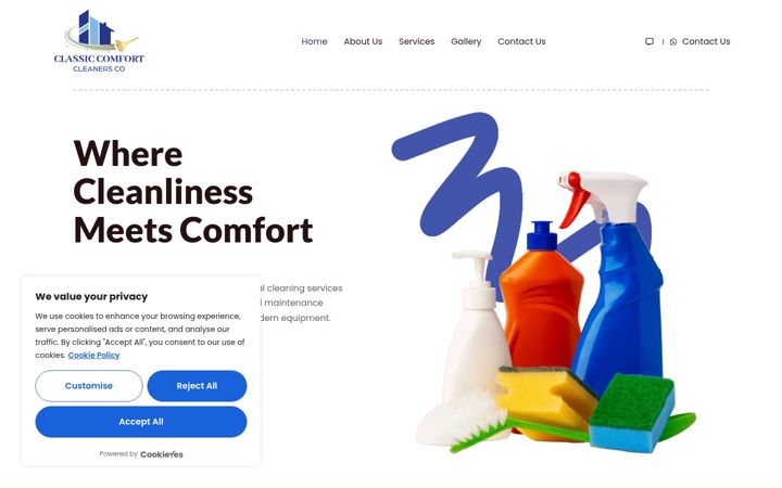 Screenshot of classiccomfortcleaners.com
