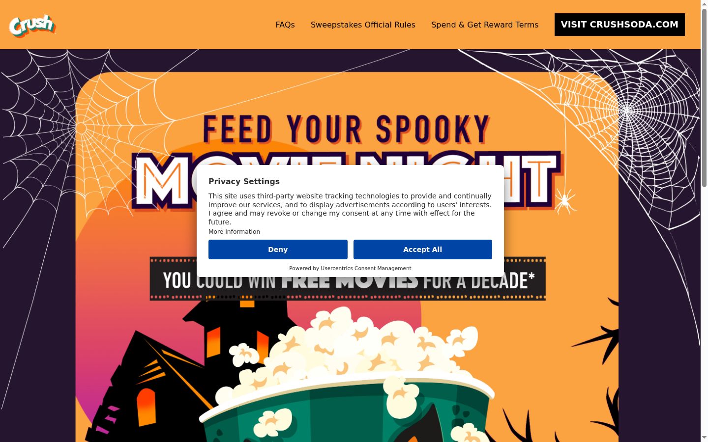 Screenshot del banner di consenso mostrato prima di qualsiasi interazione