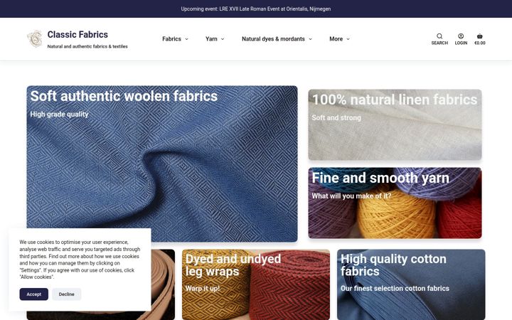 Screenshot of classicfabrics.nl