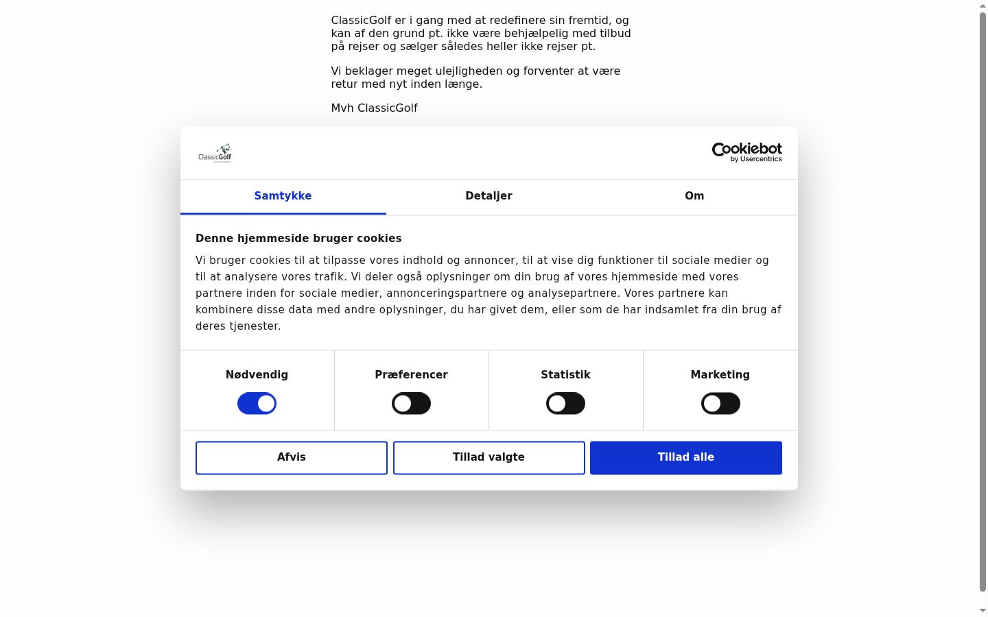 Screenshot del banner di consenso mostrato prima di qualsiasi interazione