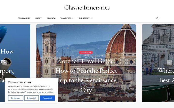 Screenshot of classicitineraries.com