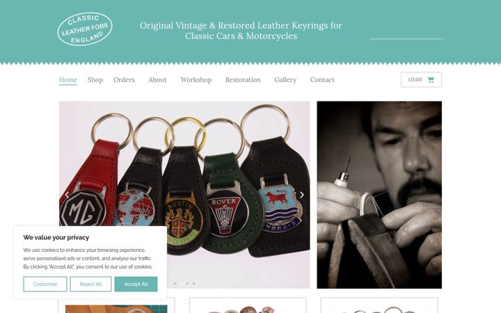 Screenshot of classicleatherfobs.co.uk