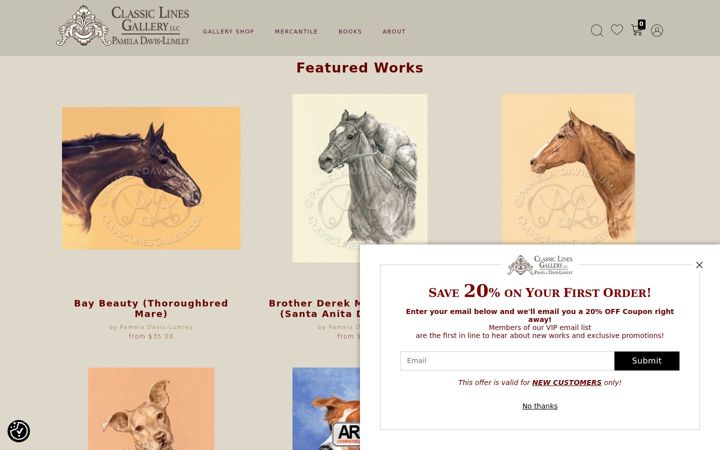 Screenshot of classiclinesgallery.com