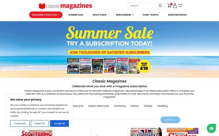 Ekrano kopija classicmagazines.co.uk