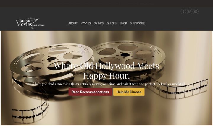 Screenshot of classicmoviesandcocktails.com