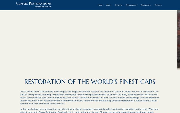 Screenshot of classicrestorations.co.uk