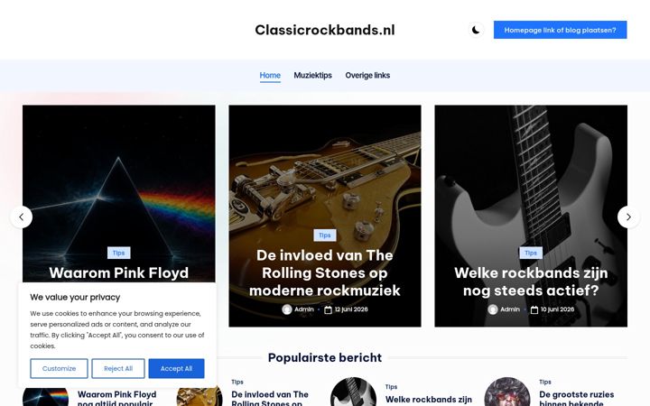 Екранна снимка на classicrockbands.nl