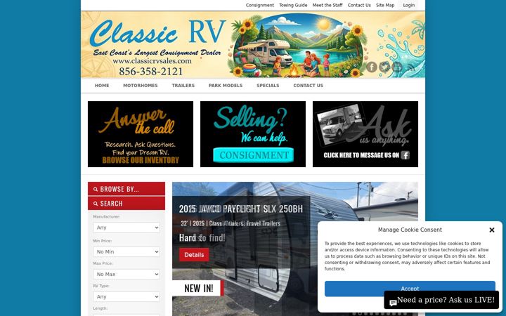 Screenshot of classicrvsales.com
