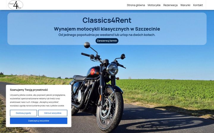 Screenshot stránky classics4rent.pl