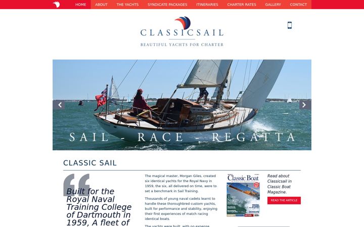 Ekrano kopija classicsail.co.uk