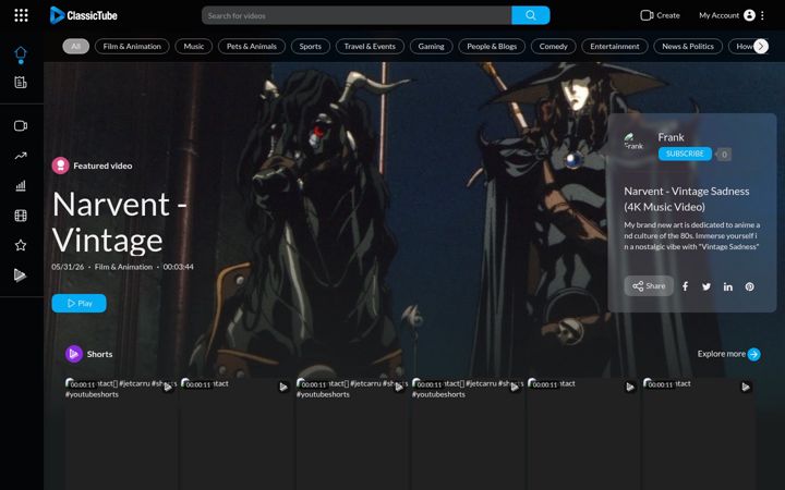 Screenshot van classictube.org
