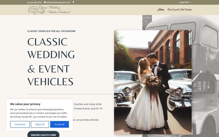 Screenshot of classicweddingcarsscotland.co.uk