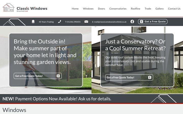 Screenshot of classicwindowsdronfield.co.uk