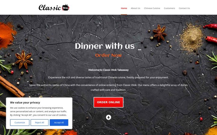 Screenshot of classicwok.co.uk