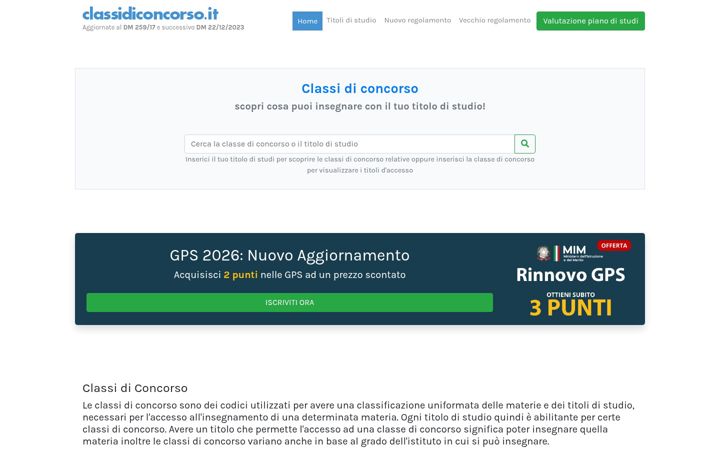 Screenshot of classidiconcorso.it
