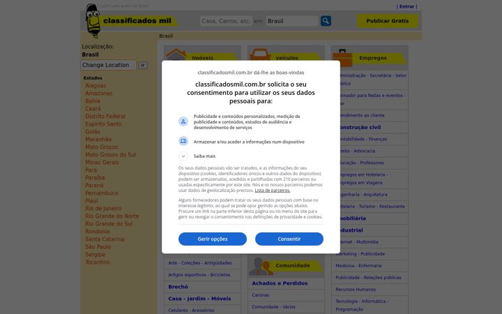 Screenshot of classificadosmil.com.br