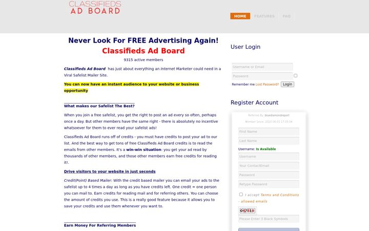 Screenshot of classifiedsadboard.com