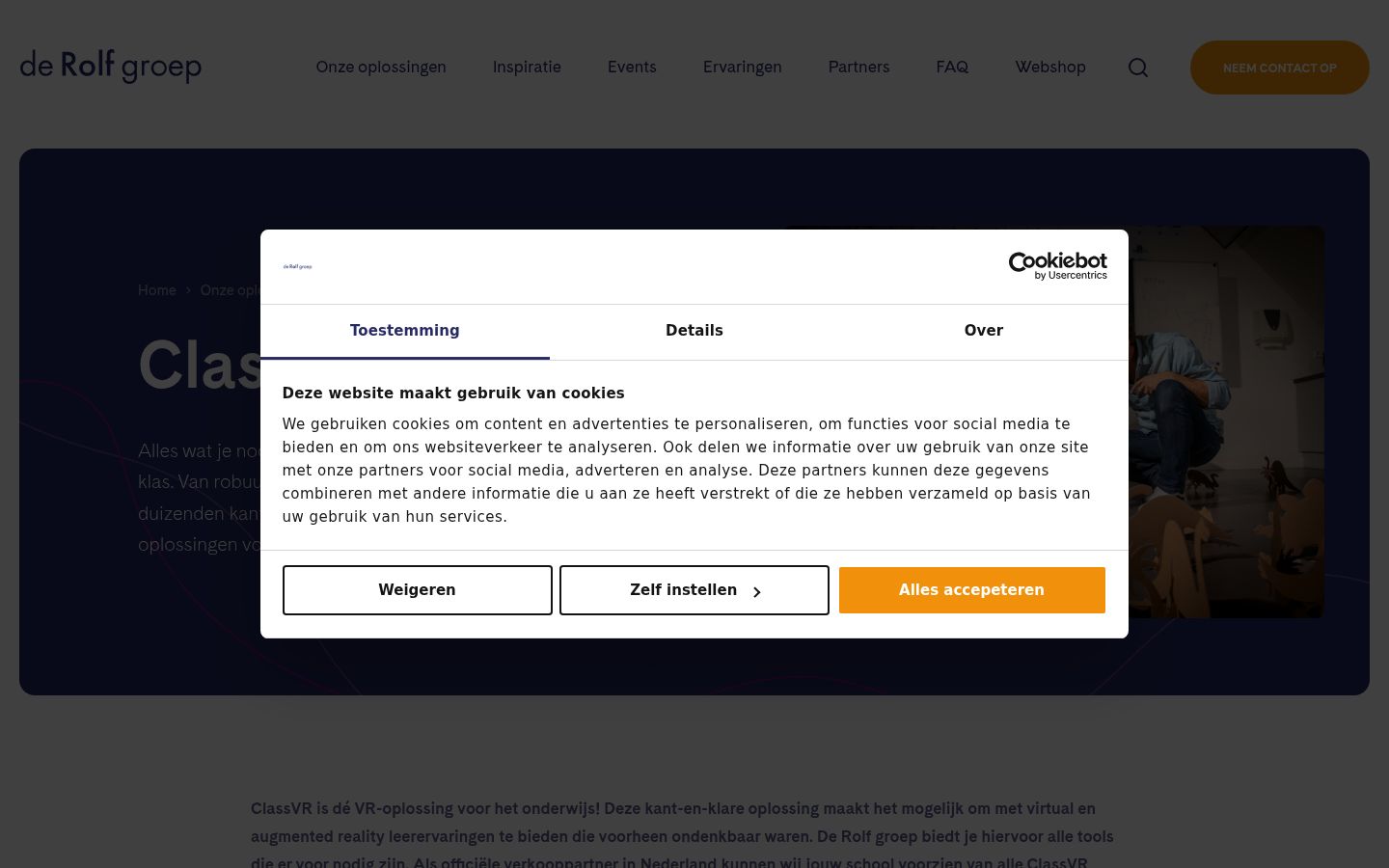 Screenshot of the consent banner shown before any interaction