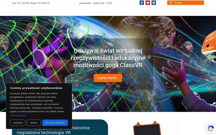 Screenshot stránky classvr.edu.pl