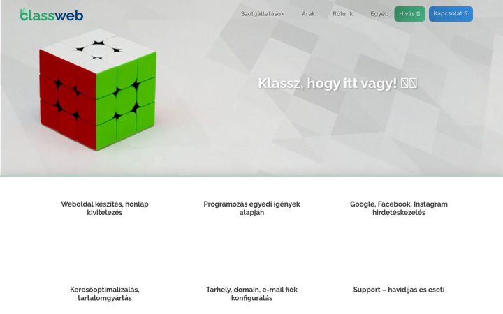 Screenshot stránky classweb.hu