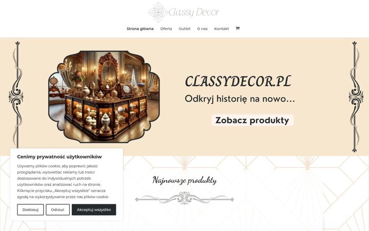 Screenshot stránky classydecor.pl