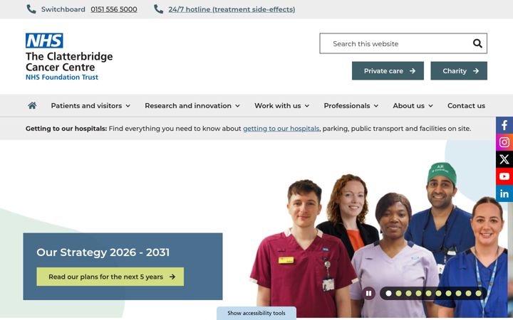Skærmbillede af clatterbridgecc.nhs.uk