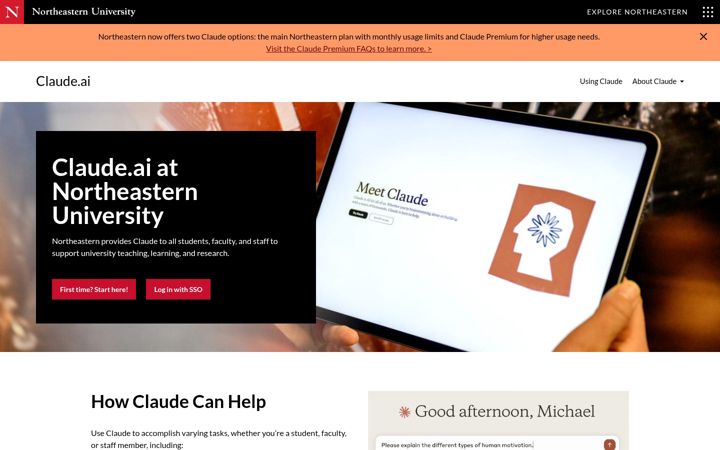 Screenshot von claude.northeastern.edu