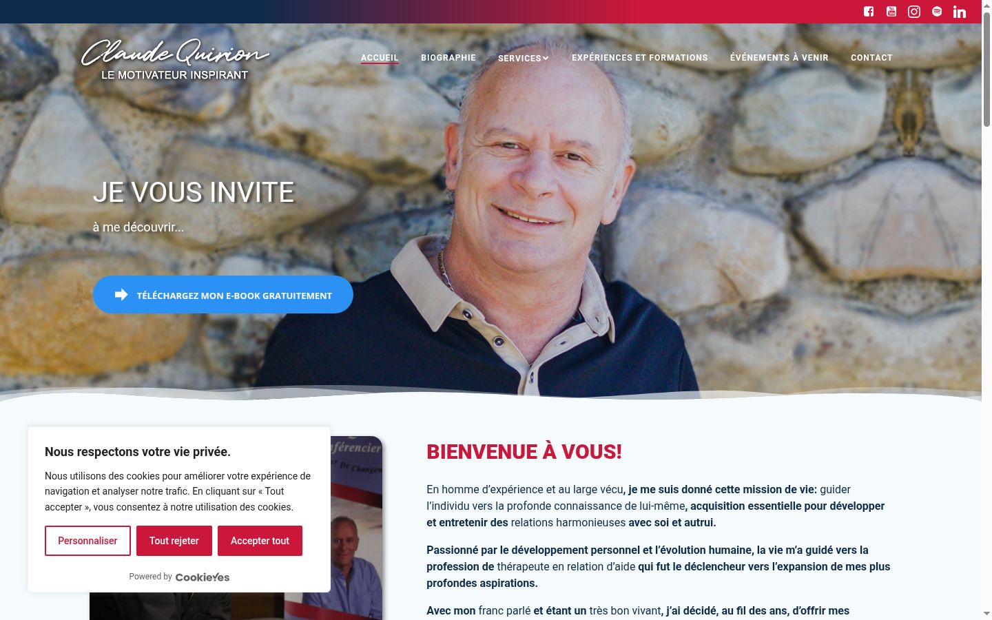 Screenshot del banner di consenso mostrato prima di qualsiasi interazione