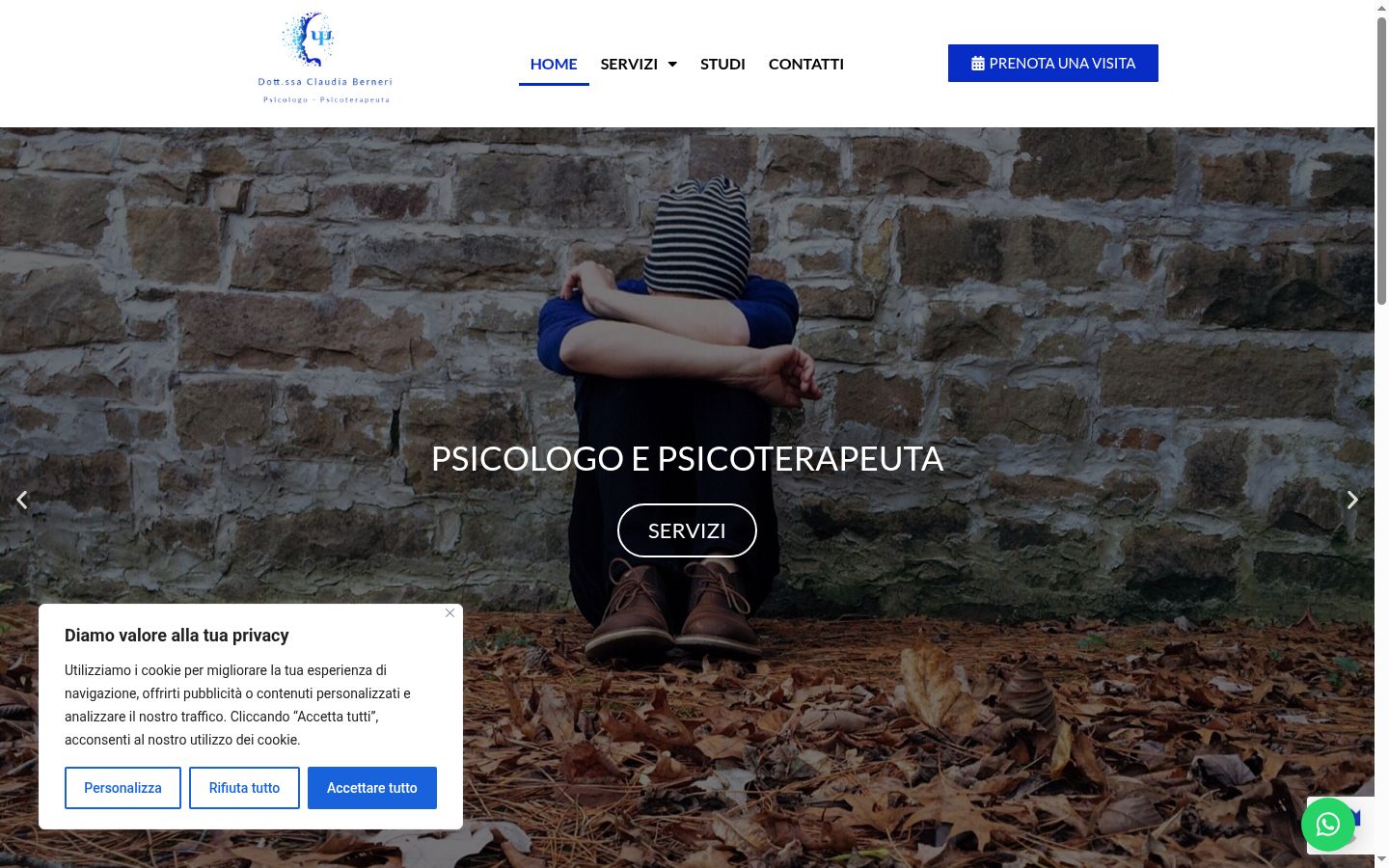 Screenshot del banner di consenso mostrato prima di qualsiasi interazione