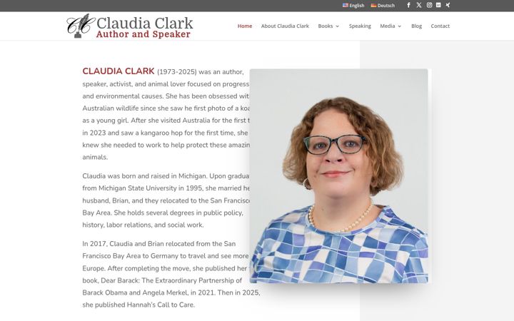 Screenshot of claudiaclarkauthor.com