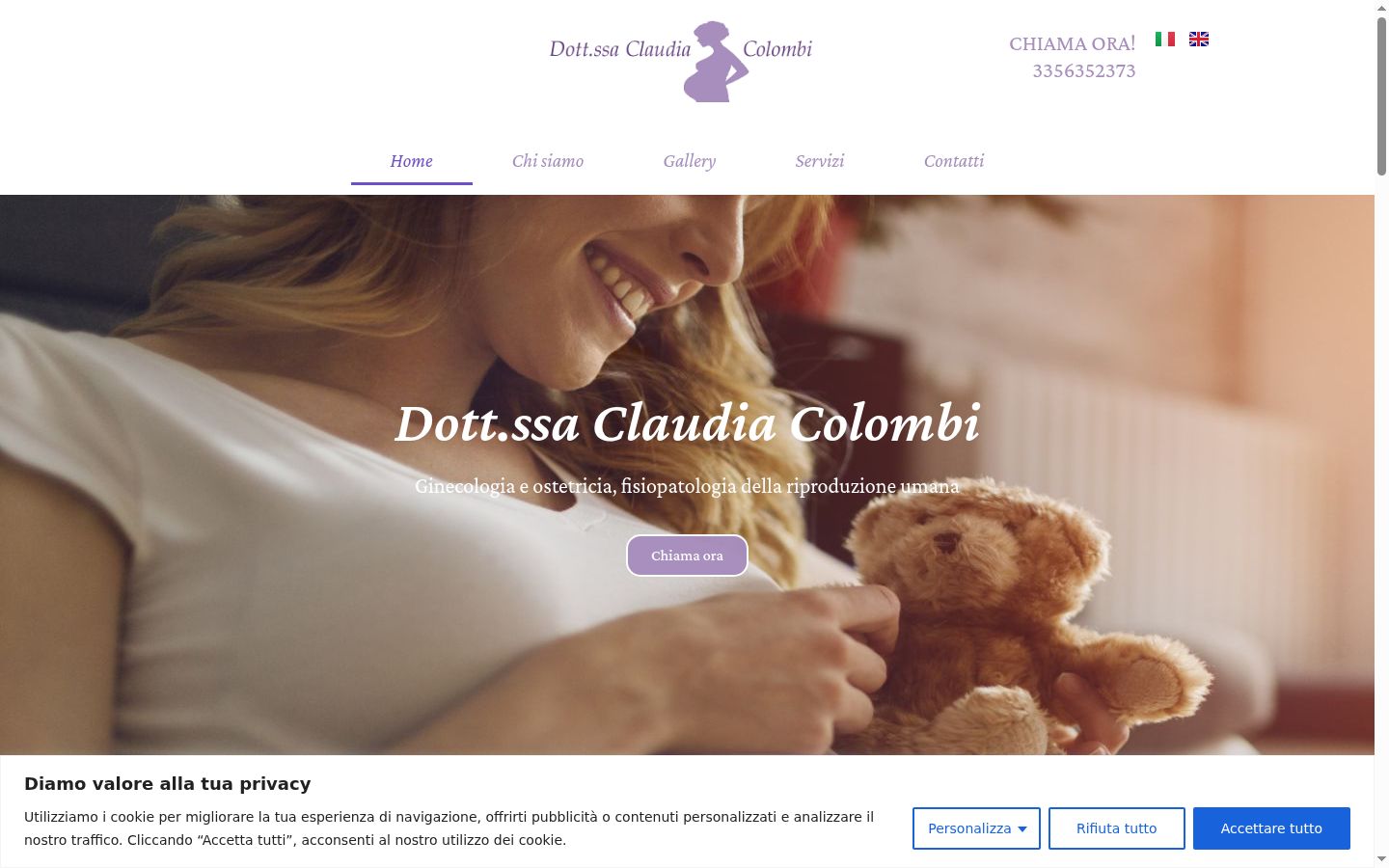 Screenshot del banner di consenso mostrato prima di qualsiasi interazione