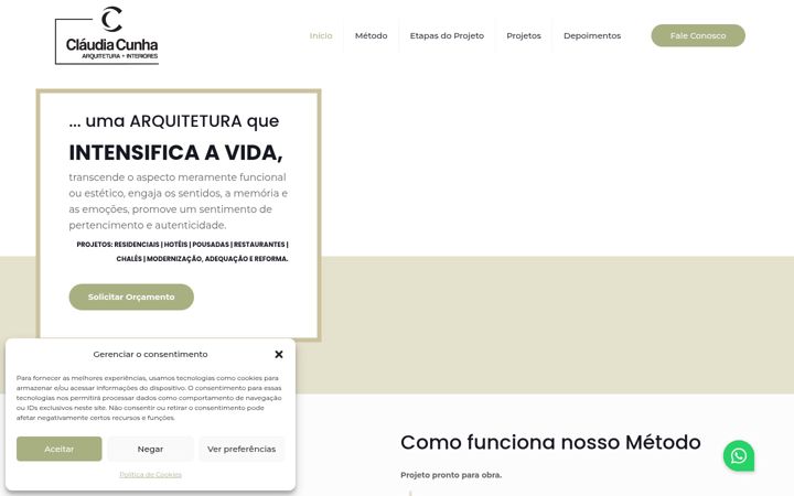 Screenshot van claudiacunhaarquitetura.com.br