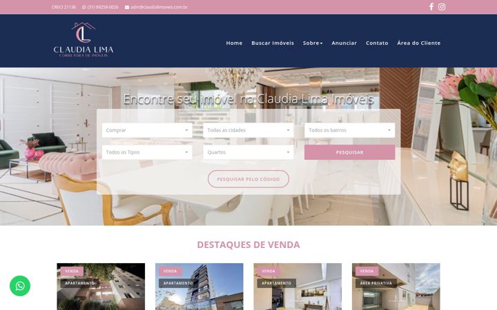 Screenshot van claudialimoveis.com.br