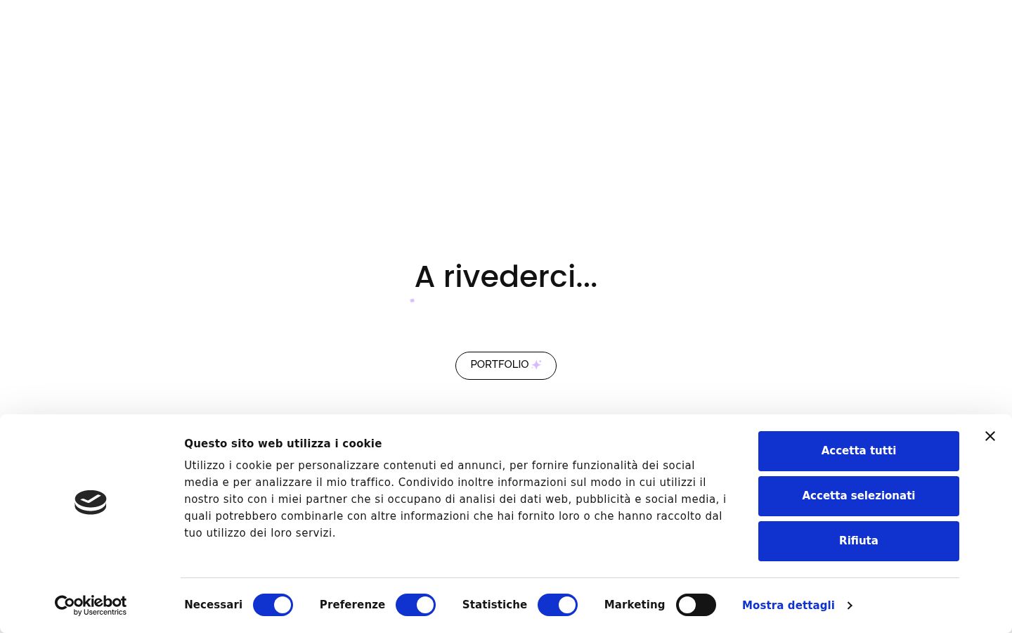 Screenshot del banner di consenso mostrato prima di qualsiasi interazione