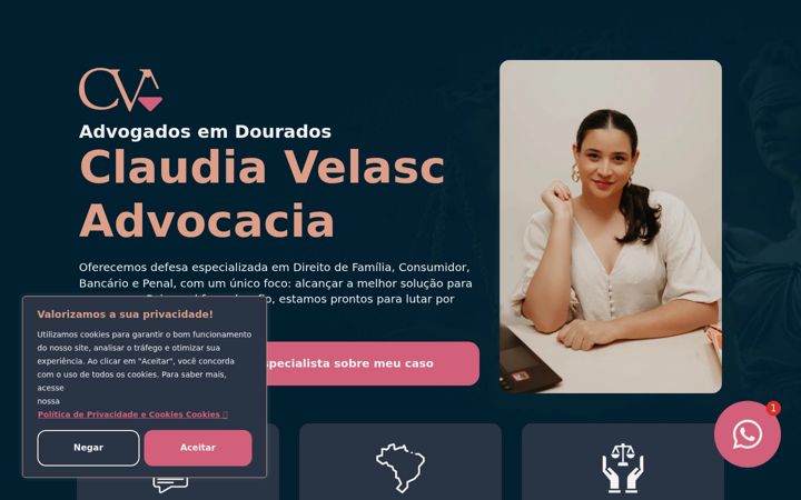 Screenshot van claudiavelascadvocacia.com.br