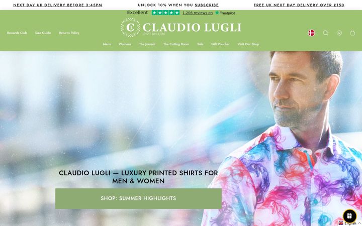 Posnetek zaslona claudioluglishirts.com